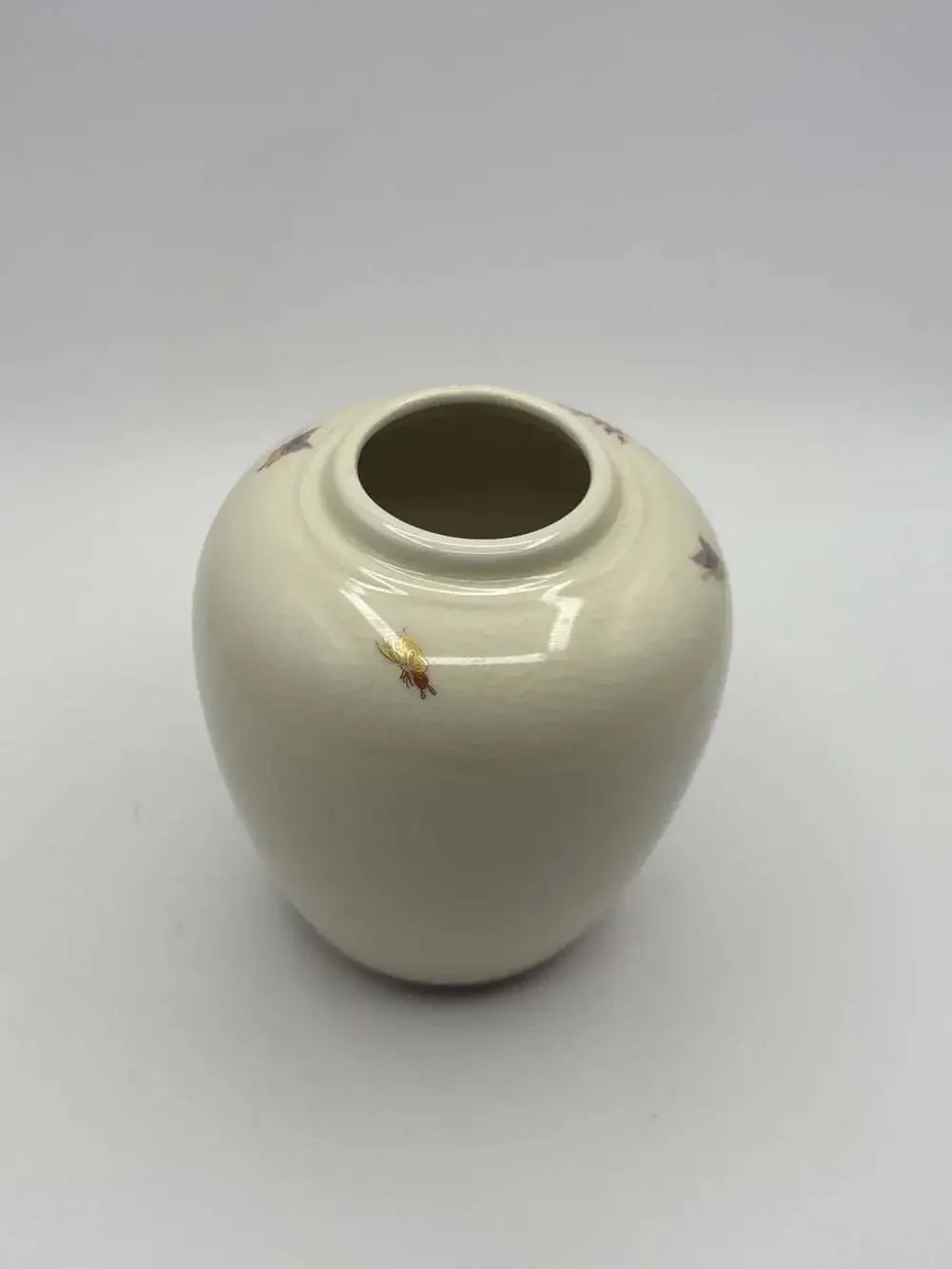 Vintage Shibata Japanese Porcelain Floral Ginger Jar Vase, Gold Accents